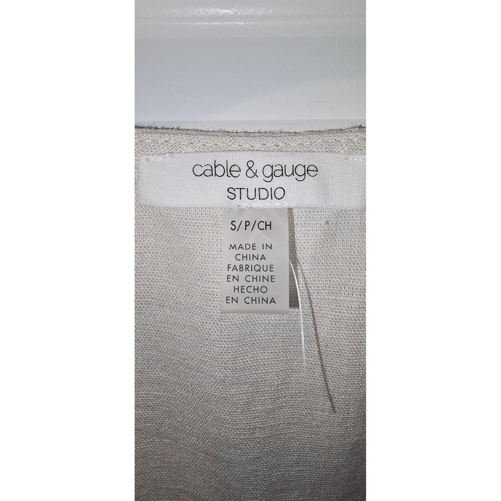 Cable & Gauge Studio Linen Blend V-Neck Twist Front Sleeveless Top Small Grey - Picture 4 of 5
